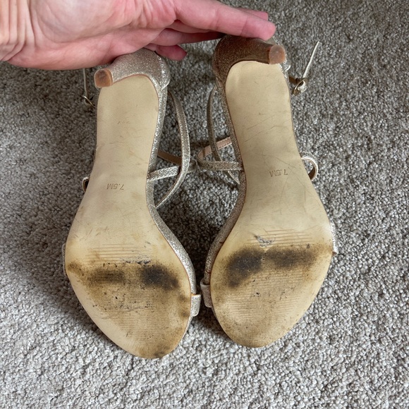 Steve Madden “Feliz” Gold Metallic Glitter Stiletto Pumps / Heels, 7.5 - Picture 4 of 7